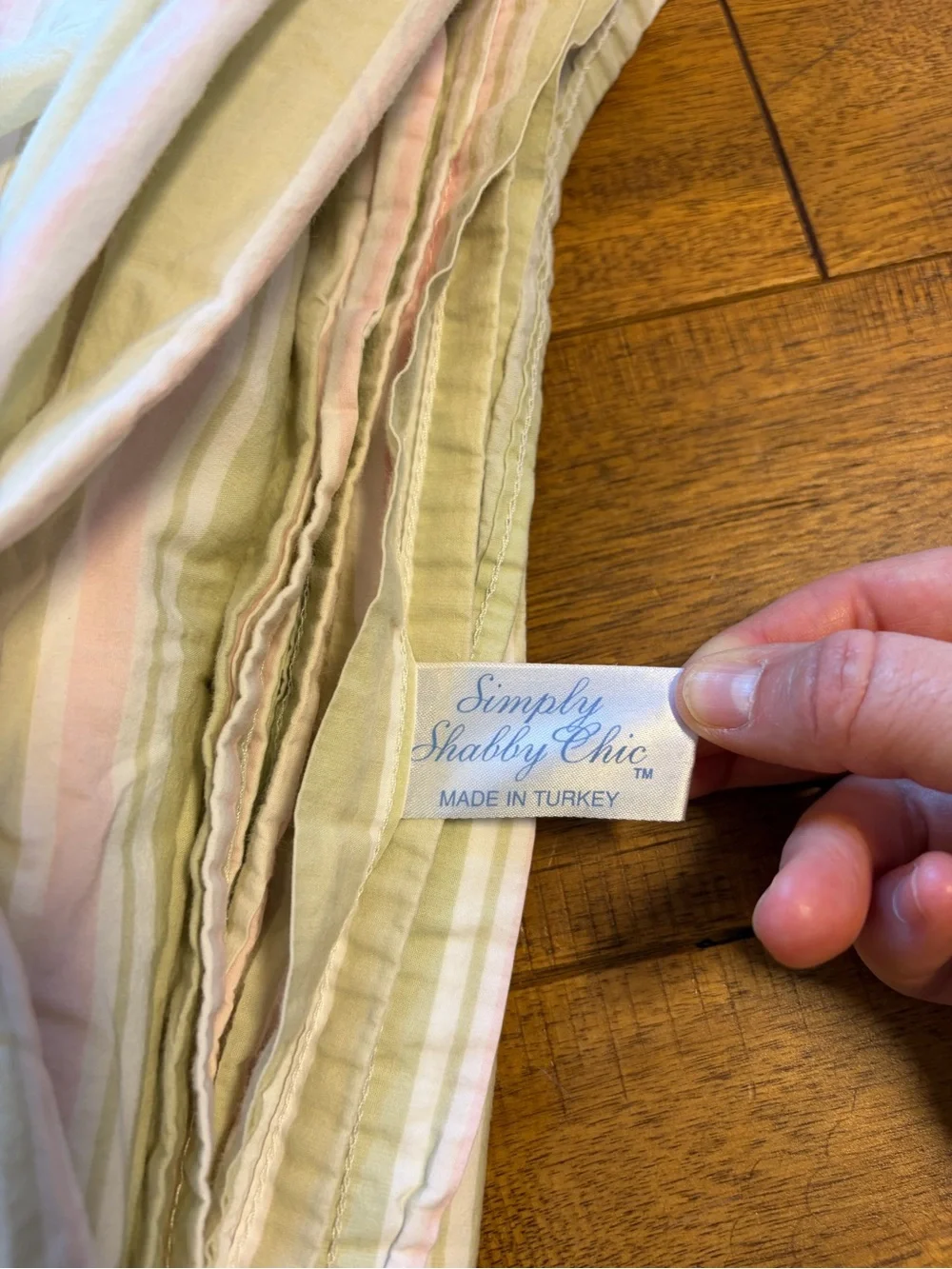 Simply Shabby Chic Twin Sheet Set Rachel Ashwell Pink Green Stripe 100% Cotton